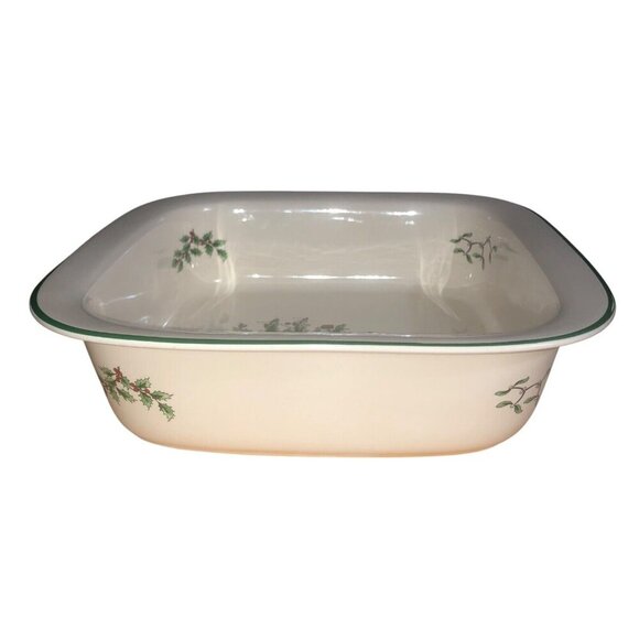 SPODE "Christmas Tree" 10" Square Grn Rimmed Casserole Serving Dish Dinnerware - Picture 3 of 6